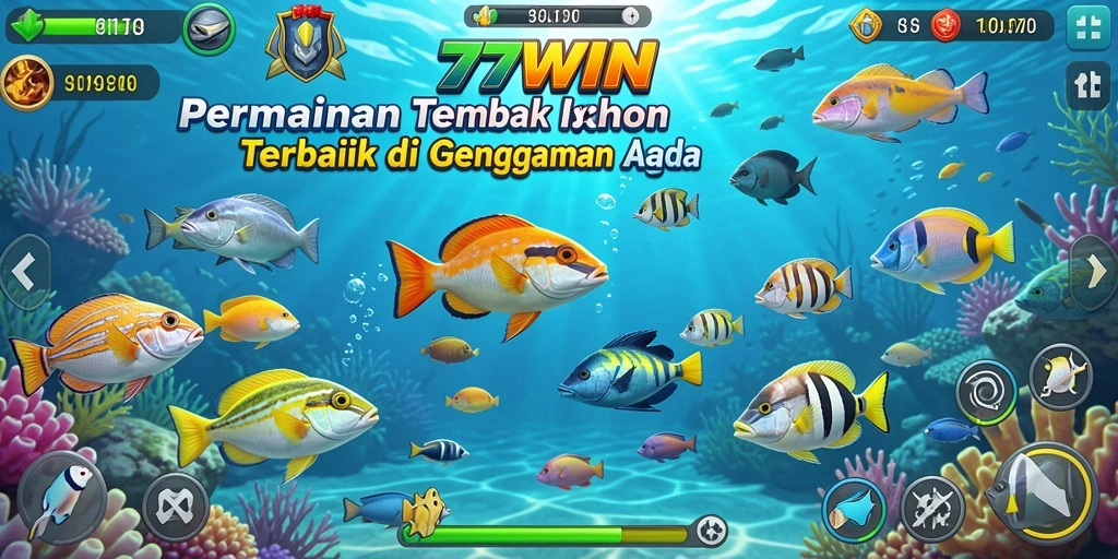 Tampilan gameplay 77WIN dengan aksi tembak ikan yang seru.