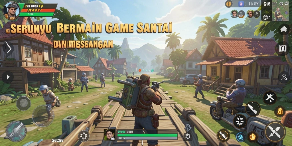 Tangkapan layar menunjukkan gameplay GG288 yang penuh warna dan menyenangkan.