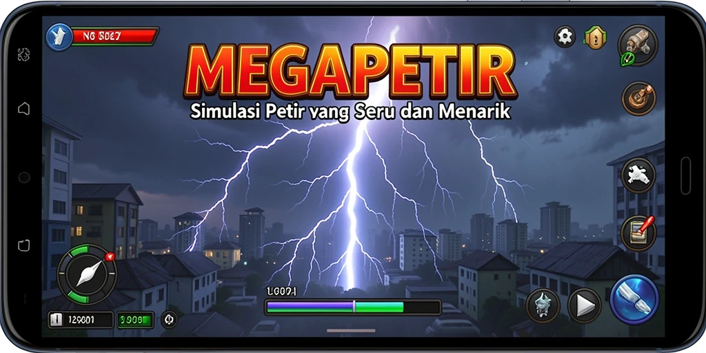 Tampilan gameplay <strong>MEGAPETIR</strong> yang menampilkan pengendalian cuaca yang menarik.